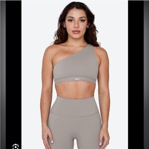 SET Active One-Shoulder Leggings Set - Taupe/grey